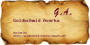 Goldschmid Avarka névjegykártya